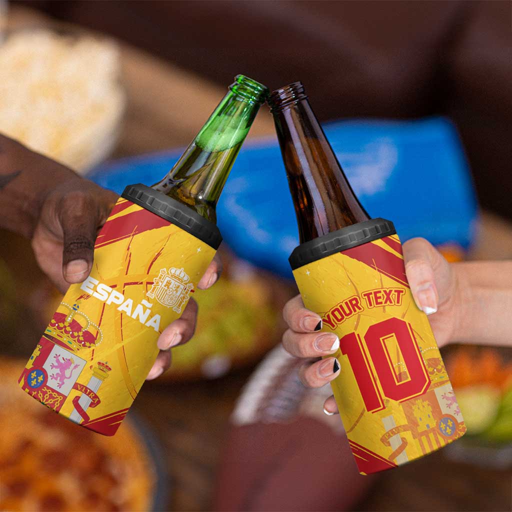 Custom Basketball Fan Jersey Spanish 4 in 1 Can Cooler Tumbler Royal Seal of España - Wonder Print Shop