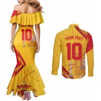 Custom Basketball Fan Jersey Spanish Couples Matching Mermaid Dress and Long Sleeve Button Shirt Royal Seal of España - Wonder Print Shop