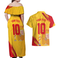 Custom Basketball Fan Jersey Spanish Couples Matching Off Shoulder Maxi Dress and Hawaiian Shirt Royal Seal of España - Wonder Print Shop