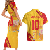 Custom Basketball Fan Jersey Spanish Couples Matching Short Sleeve Bodycon Dress and Hawaiian Shirt Royal Seal of España - Wonder Print Shop