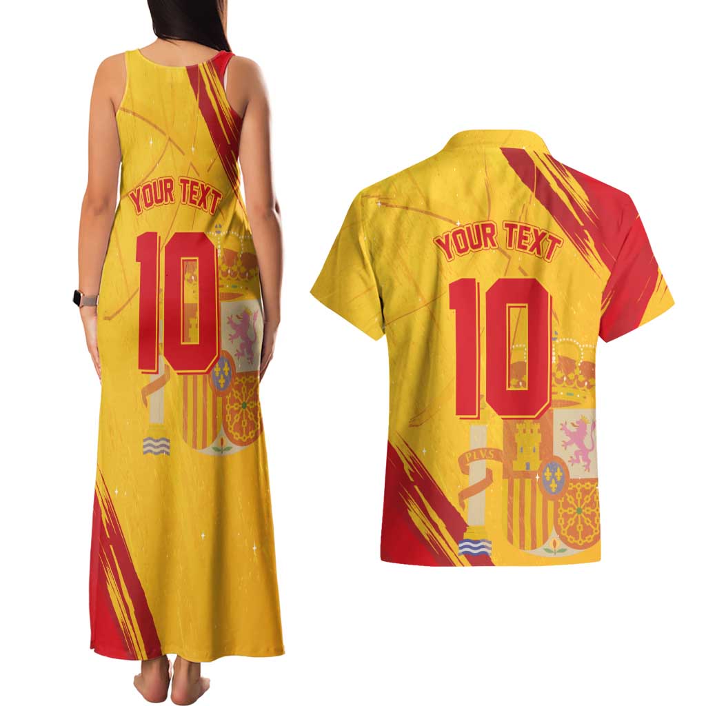Custom Basketball Fan Jersey Spanish Couples Matching Tank Maxi Dress and Hawaiian Shirt Royal Seal of España - Wonder Print Shop