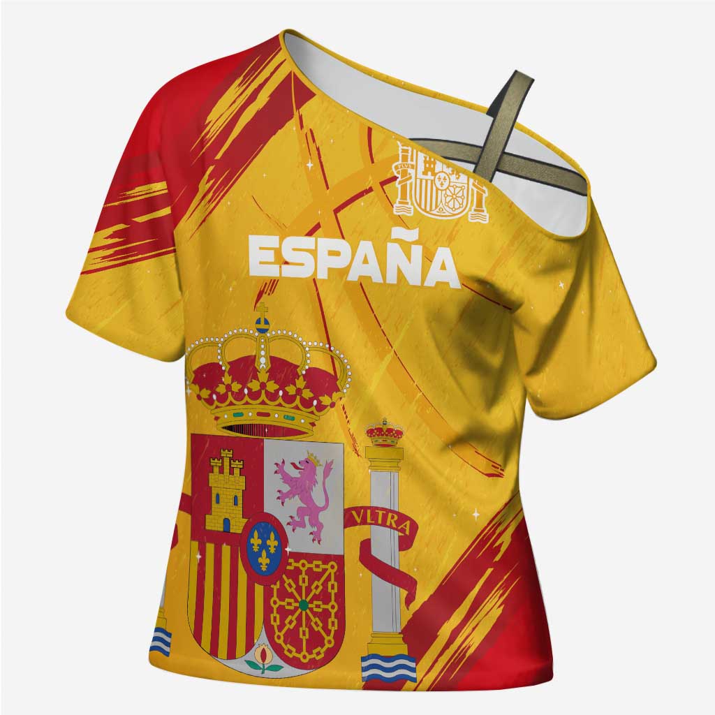 Custom Basketball Fan Jersey Spanish Cross Shoulder Shirt Royal Seal of España - Wonder Print Shop