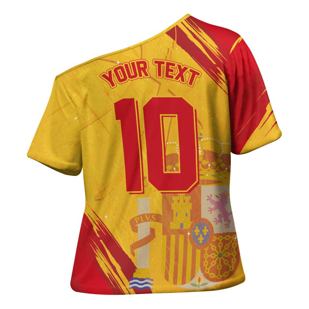Custom Basketball Fan Jersey Spanish Cross Shoulder Shirt Royal Seal of España - Wonder Print Shop