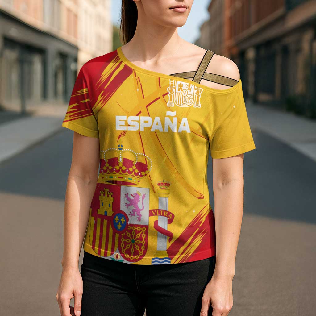 Custom Basketball Fan Jersey Spanish Cross Shoulder Shirt Royal Seal of España - Wonder Print Shop