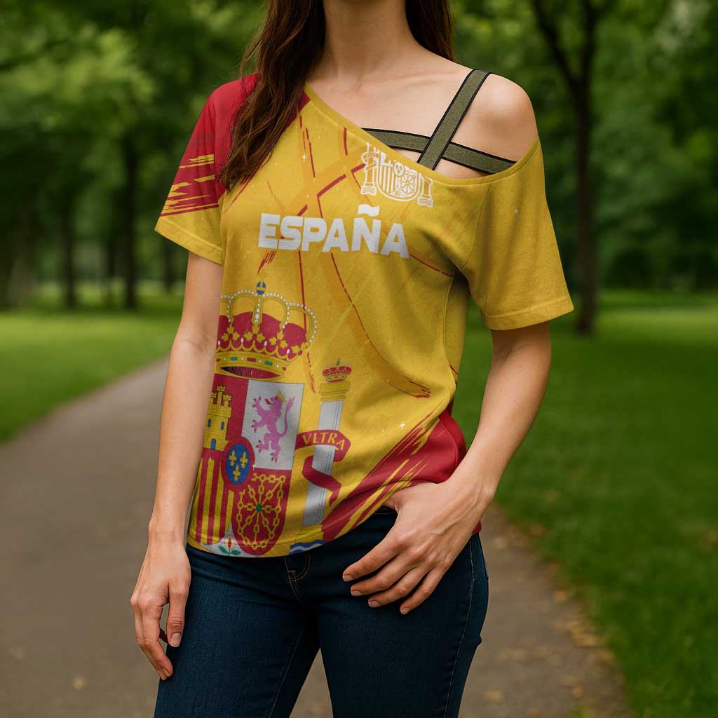Custom Basketball Fan Jersey Spanish Cross Shoulder Shirt Royal Seal of España - Wonder Print Shop