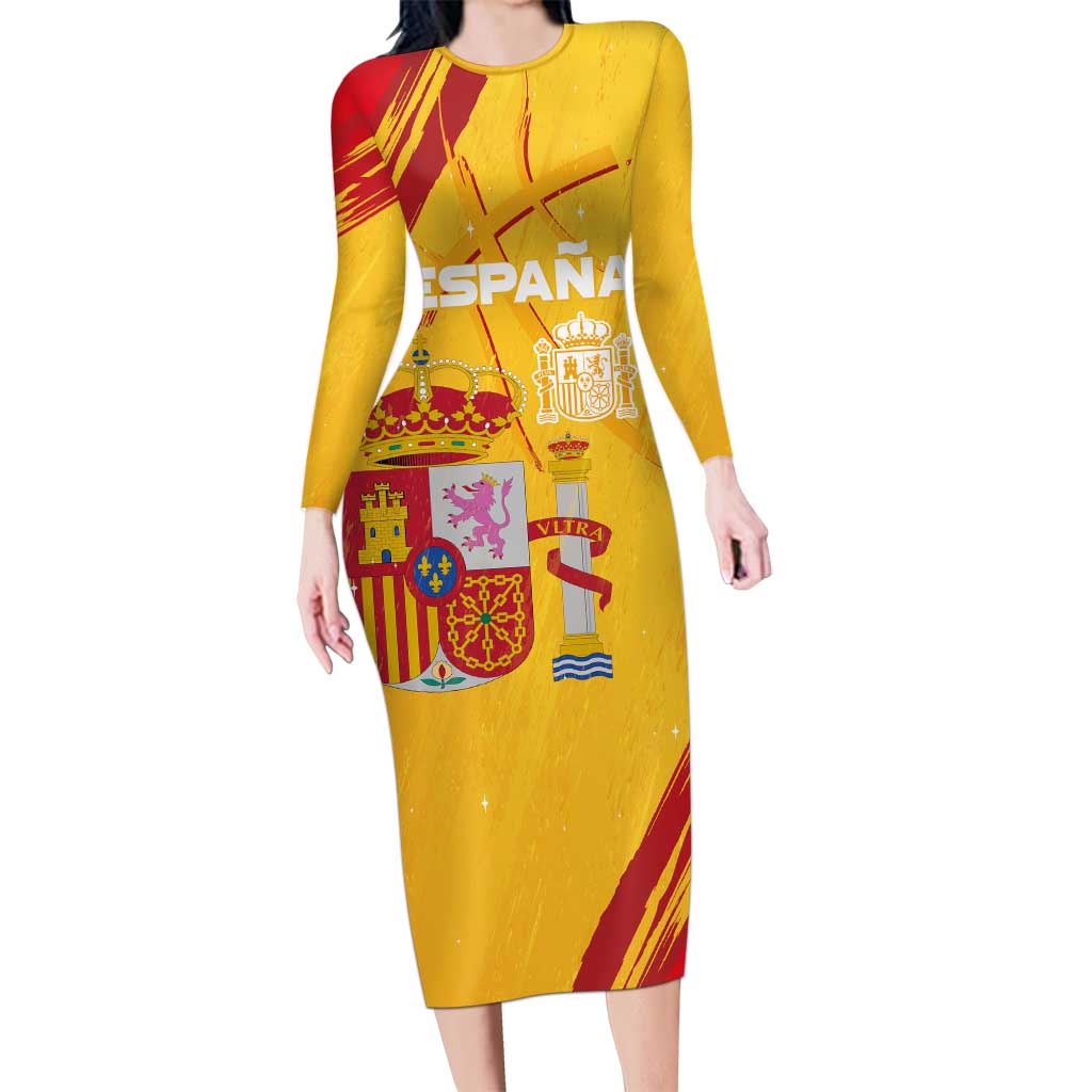 Custom Basketball Fan Jersey Spanish Family Matching Long Sleeve Bodycon Dress and Hawaiian Shirt Royal Seal of España - Wonder Print Shop