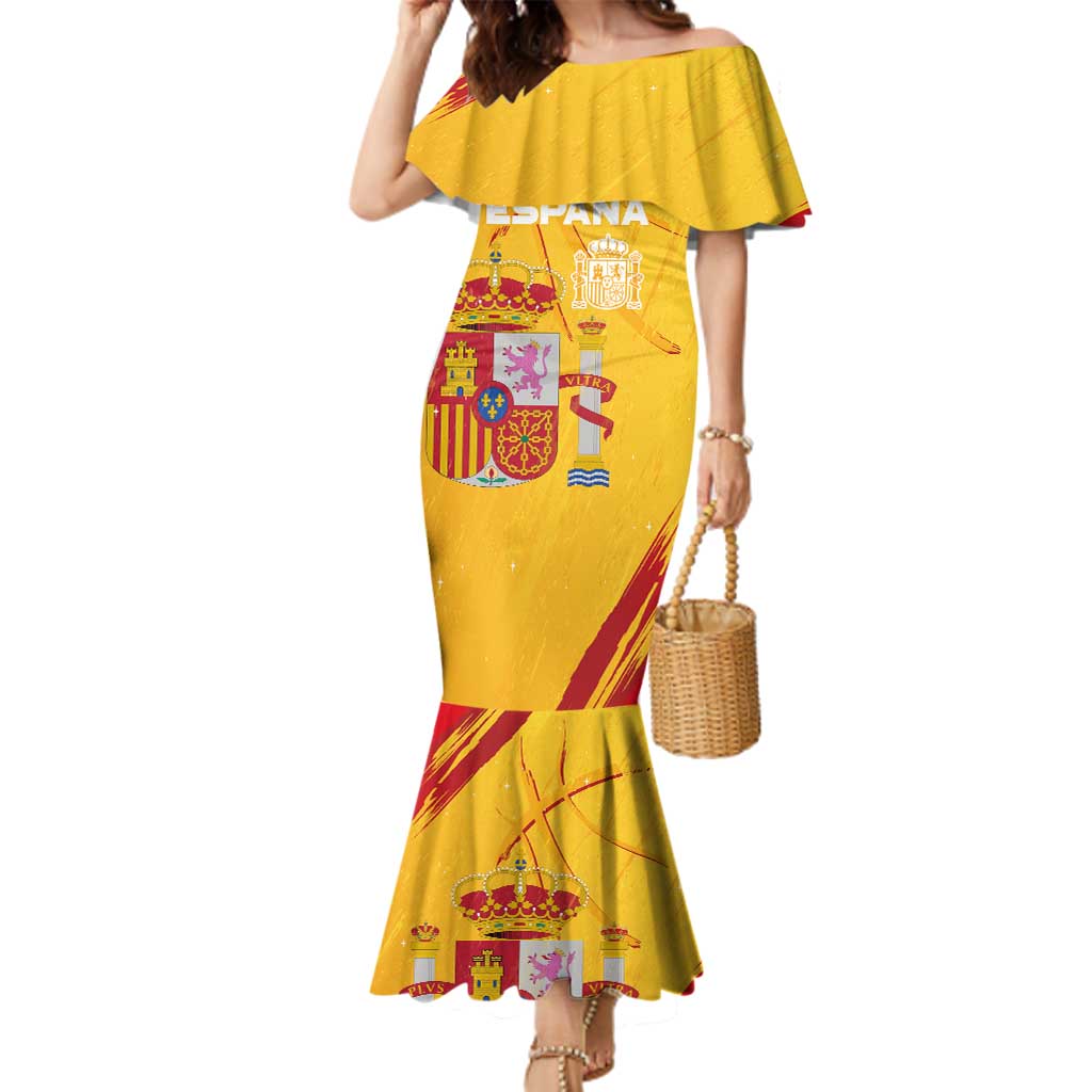 Custom Basketball Fan Jersey Spanish Family Matching Mermaid Dress and Hawaiian Shirt Royal Seal of España - Wonder Print Shop