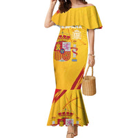 Custom Basketball Fan Jersey Spanish Family Matching Mermaid Dress and Hawaiian Shirt Royal Seal of España - Wonder Print Shop