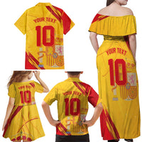 Custom Basketball Fan Jersey Spanish Family Matching Off Shoulder Maxi Dress and Hawaiian Shirt Royal Seal of España - Wonder Print Shop