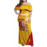 Custom Basketball Fan Jersey Spanish Family Matching Off Shoulder Maxi Dress and Hawaiian Shirt Royal Seal of España - Wonder Print Shop