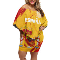 Custom Basketball Fan Jersey Spanish Family Matching Off Shoulder Short Dress and Hawaiian Shirt Royal Seal of España - Wonder Print Shop