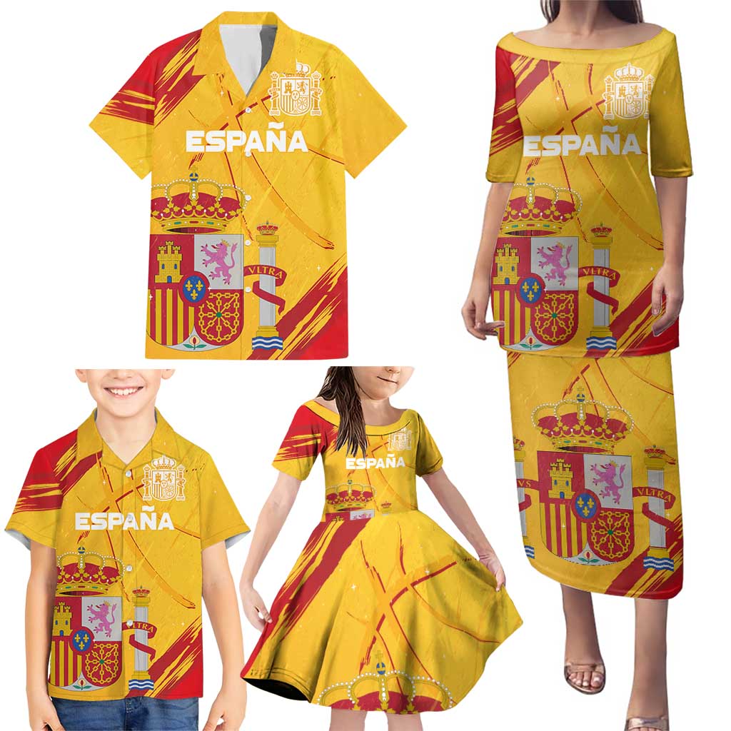 Custom Basketball Fan Jersey Spanish Family Matching Puletasi and Hawaiian Shirt Royal Seal of España - Wonder Print Shop