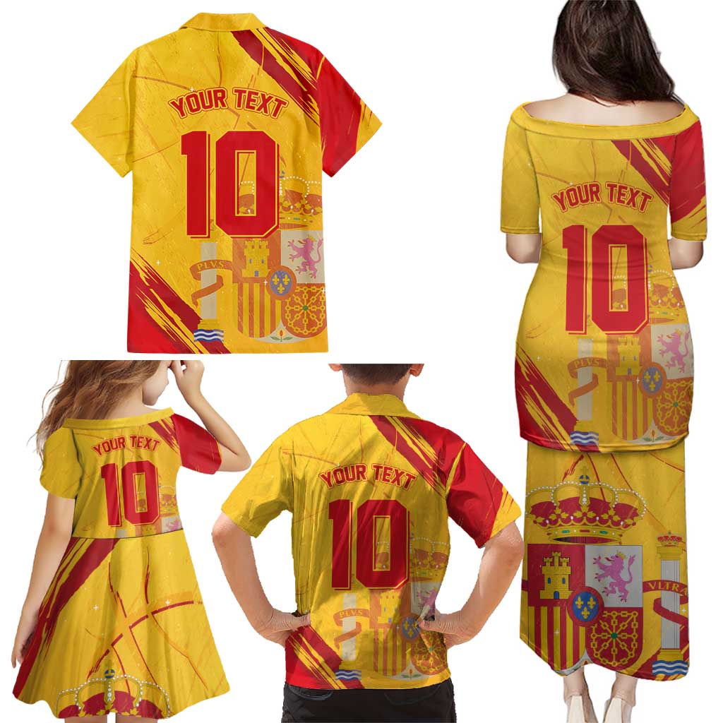 Custom Basketball Fan Jersey Spanish Family Matching Puletasi and Hawaiian Shirt Royal Seal of España - Wonder Print Shop