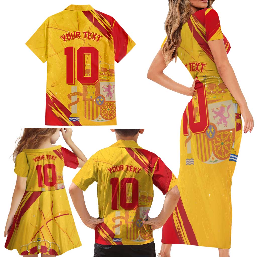 Custom Basketball Fan Jersey Spanish Family Matching Short Sleeve Bodycon Dress and Hawaiian Shirt Royal Seal of España - Wonder Print Shop