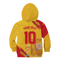 Custom Basketball Fan Jersey Spanish Kid Hoodie Royal Seal of España - Wonder Print Shop