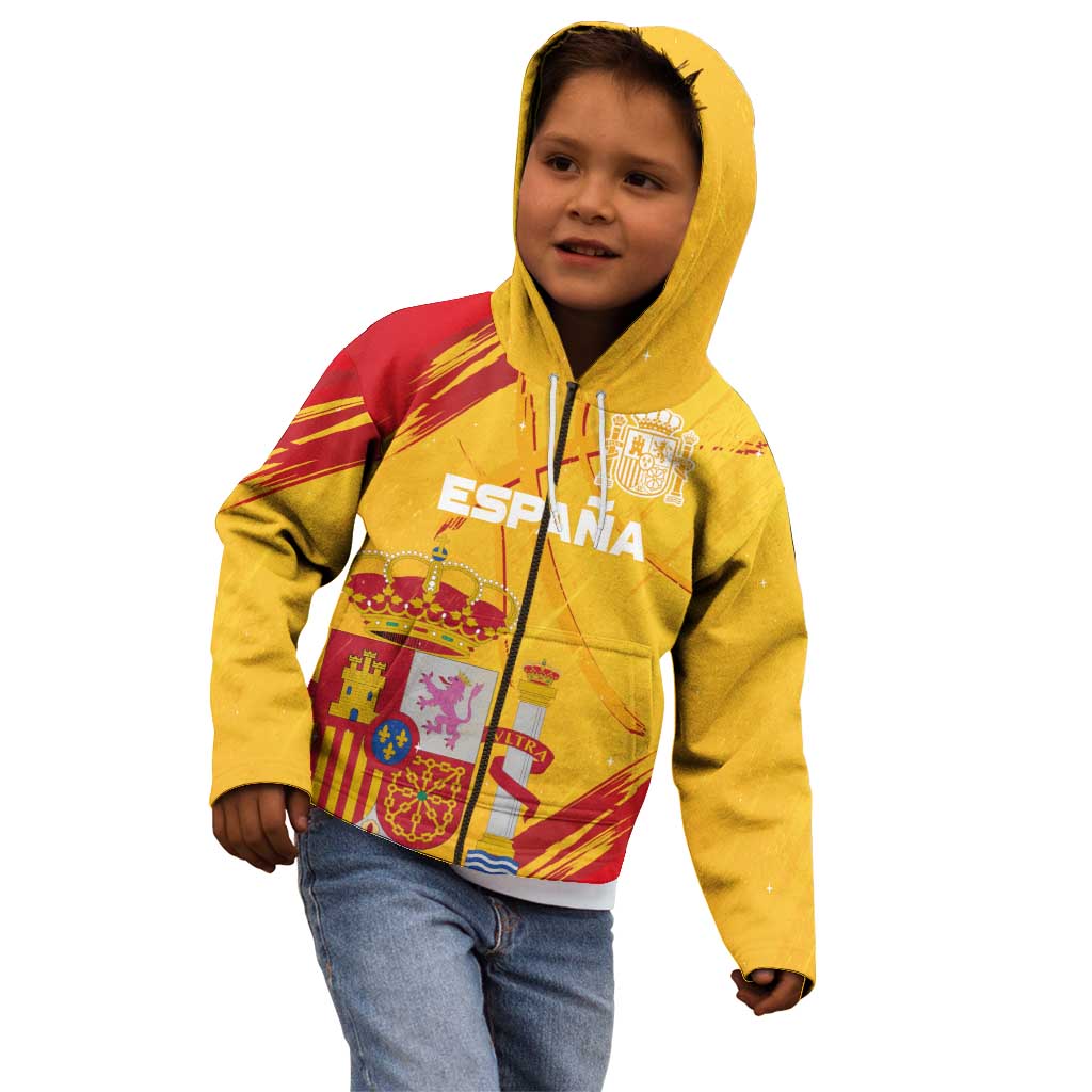 Custom Basketball Fan Jersey Spanish Kid Hoodie Royal Seal of España - Wonder Print Shop