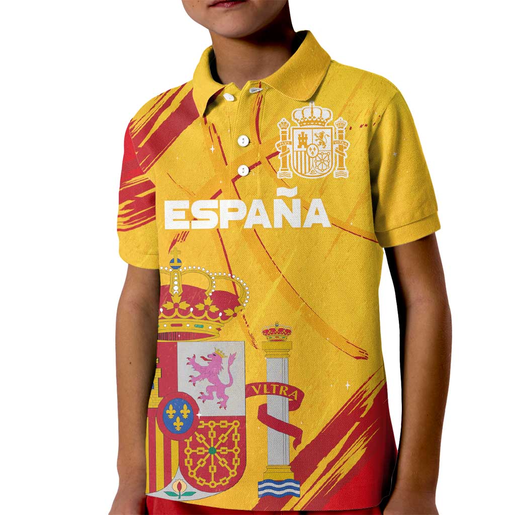 Custom Basketball Fan Jersey Spanish Kid Polo Shirt Royal Seal of España - Wonder Print Shop