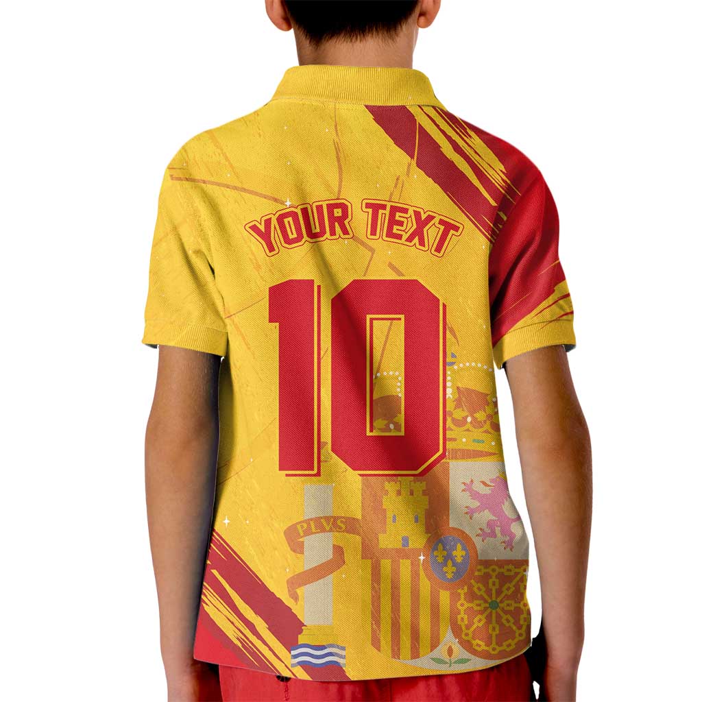Custom Basketball Fan Jersey Spanish Kid Polo Shirt Royal Seal of España - Wonder Print Shop