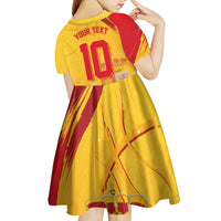 Custom Basketball Fan Jersey Spanish Kid Short Sleeve Dress Royal Seal of España - Wonder Print Shop