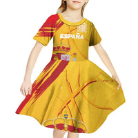 Custom Basketball Fan Jersey Spanish Kid Short Sleeve Dress Royal Seal of España - Wonder Print Shop