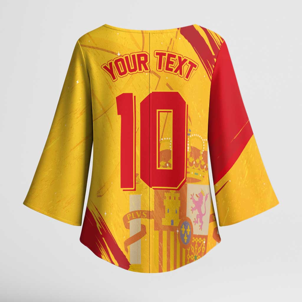 Custom Basketball Fan Jersey Spanish Kimono Sleeve Blouse Royal Seal of España - Wonder Print Shop