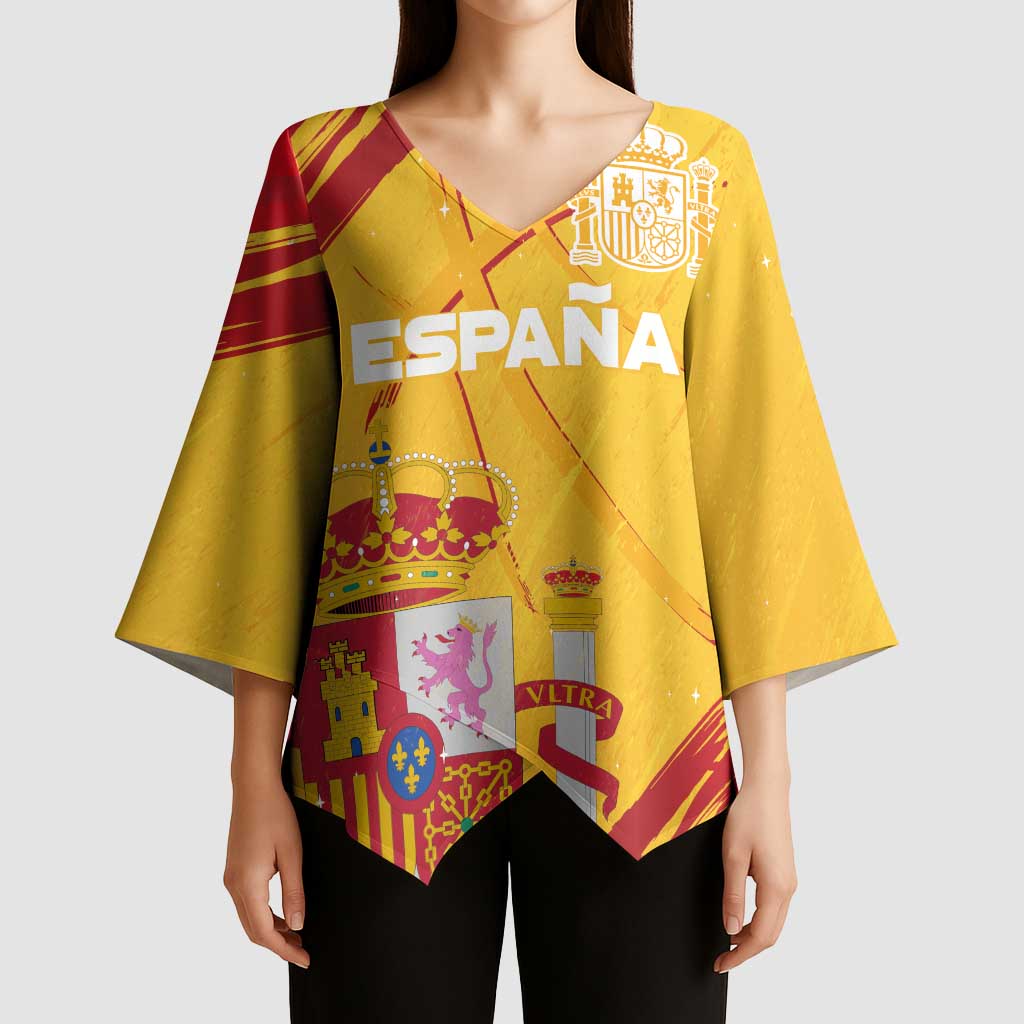 Custom Basketball Fan Jersey Spanish Kimono Sleeve Blouse Royal Seal of España - Wonder Print Shop