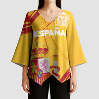 Custom Basketball Fan Jersey Spanish Kimono Sleeve Blouse Royal Seal of España - Wonder Print Shop