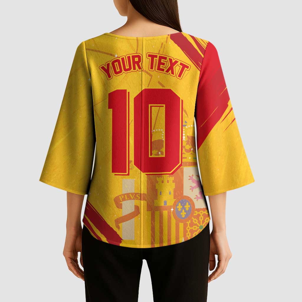 Custom Basketball Fan Jersey Spanish Kimono Sleeve Blouse Royal Seal of España - Wonder Print Shop