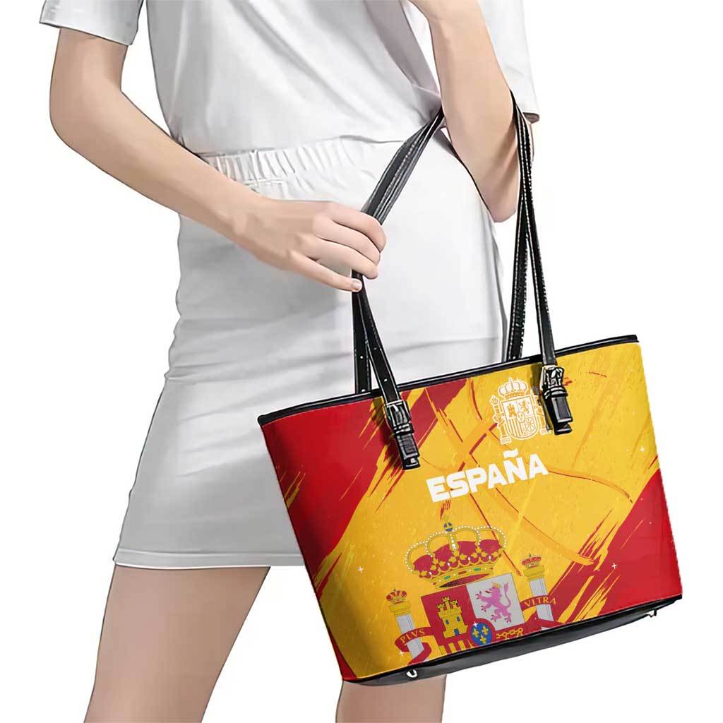 Basketball Fan Jersey Spanish Leather Tote Bag Royal Seal of España - Wonder Print Shop