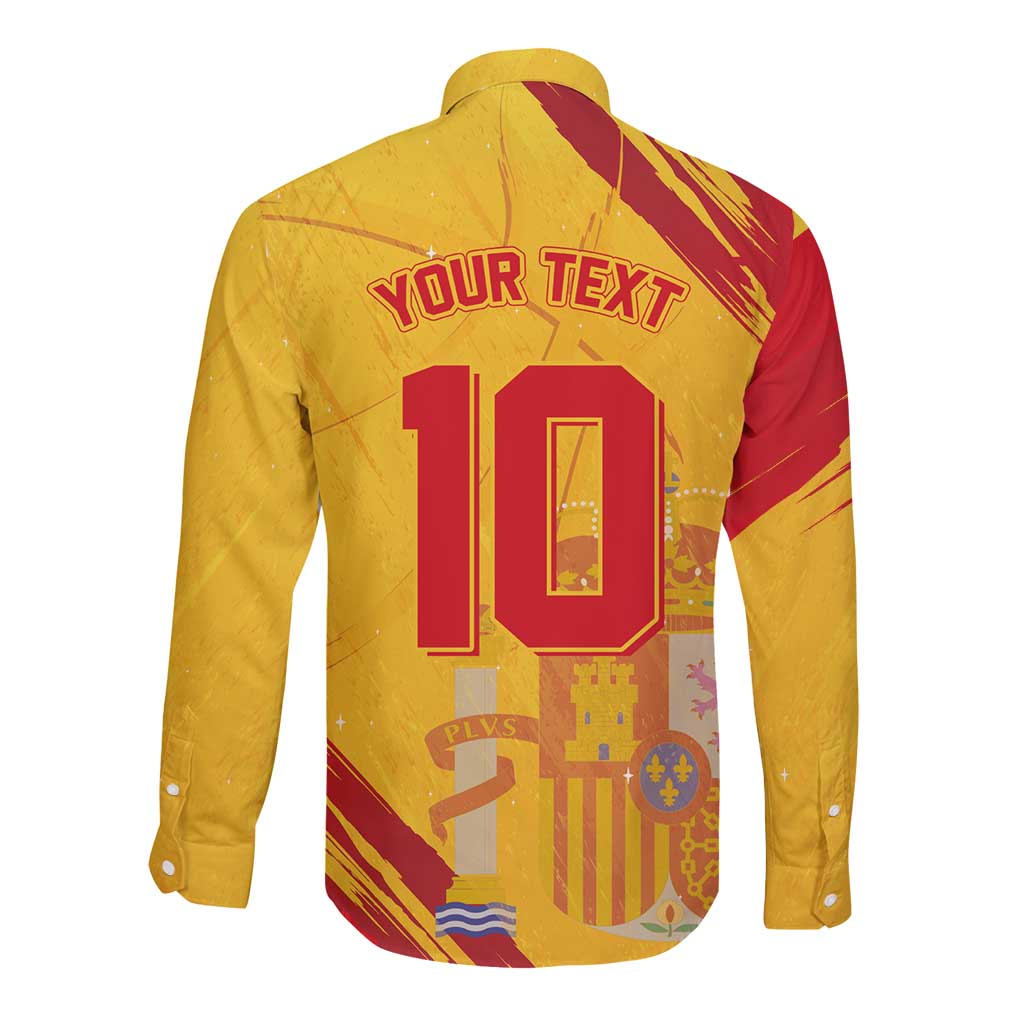 Custom Basketball Fan Jersey Spanish Long Sleeve Button Shirt Royal Seal of España - Wonder Print Shop