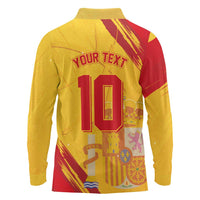 Custom Basketball Fan Jersey Spanish Long Sleeve Polo Shirt Royal Seal of España - Wonder Print Shop