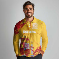 Custom Basketball Fan Jersey Spanish Long Sleeve Polo Shirt Royal Seal of España - Wonder Print Shop