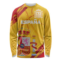 Custom Basketball Fan Jersey Spanish Long Sleeve Shirt Royal Seal of España - Wonder Print Shop