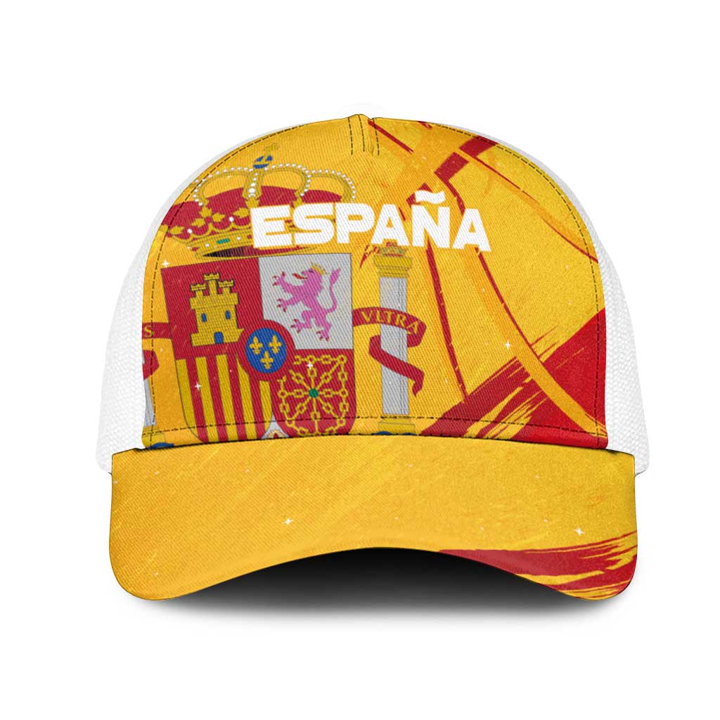 Basketball Fan Jersey Spanish Mesh Trucker Cap Royal Seal of España - Wonder Print Shop