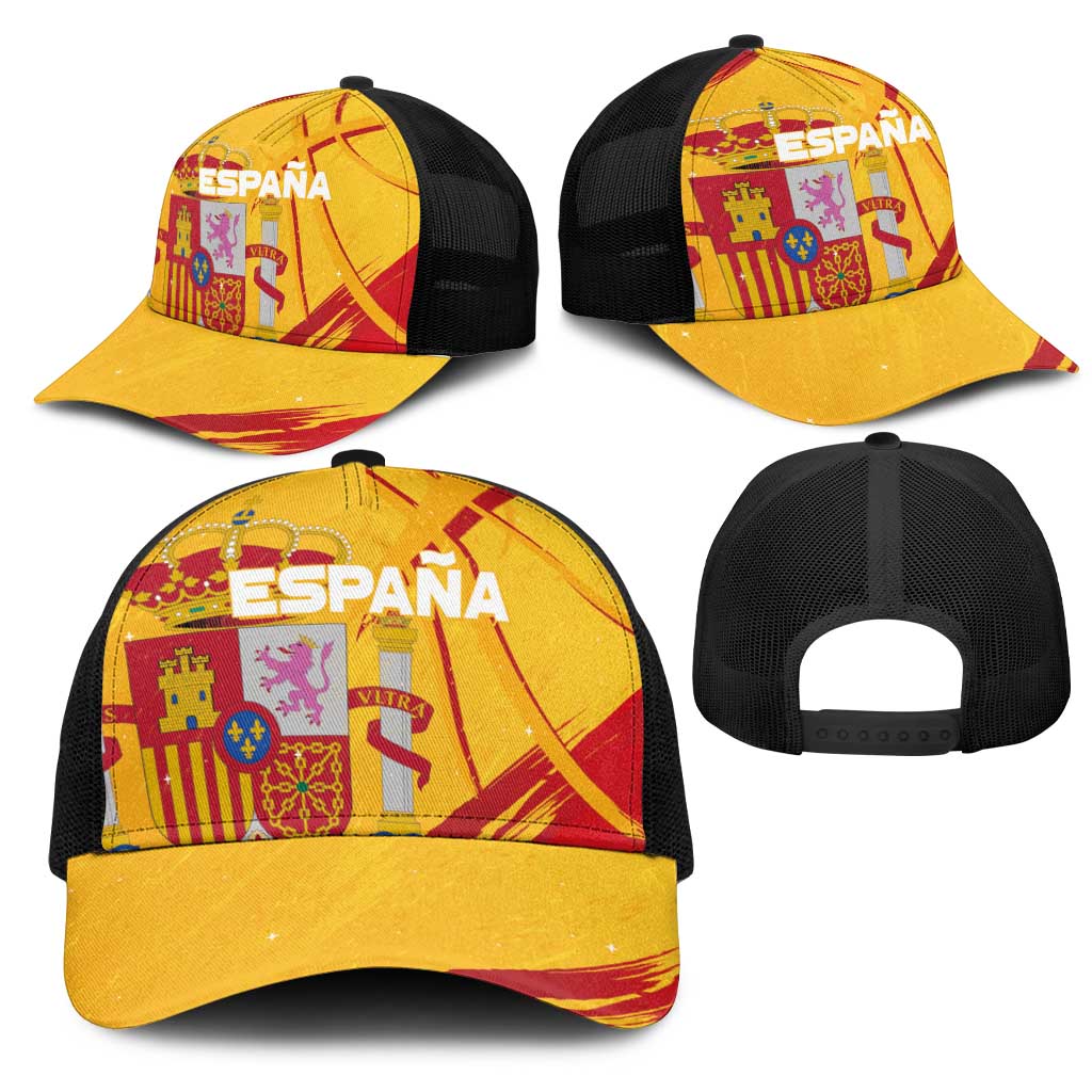 Basketball Fan Jersey Spanish Mesh Trucker Cap Royal Seal of España - Wonder Print Shop
