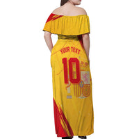 Custom Basketball Fan Jersey Spanish Off Shoulder Maxi Dress Royal Seal of España - Wonder Print Shop