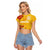 Custom Basketball Fan Jersey Spanish Raglan Cropped T Shirt Royal Seal of España - Wonder Print Shop