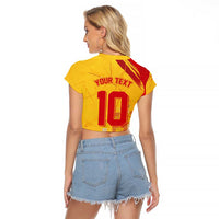 Custom Basketball Fan Jersey Spanish Raglan Cropped T Shirt Royal Seal of España - Wonder Print Shop