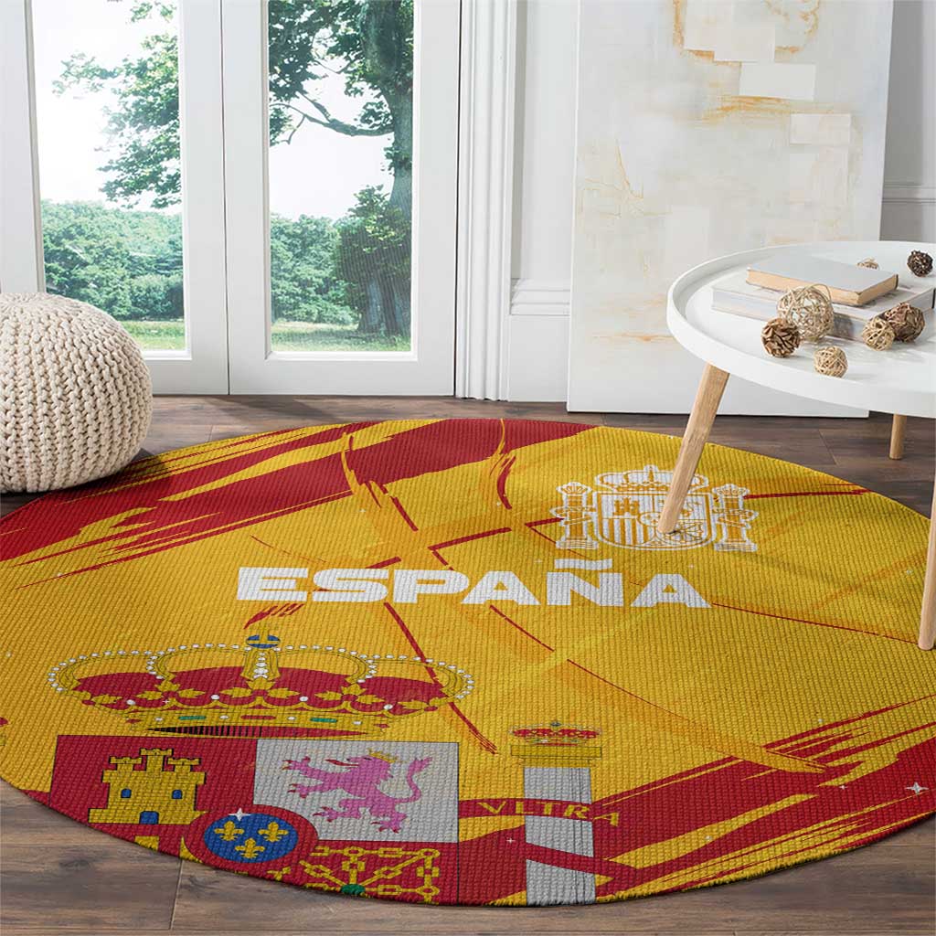 Basketball Fan Jersey Spanish Round Carpet Royal Seal of España - Wonder Print Shop