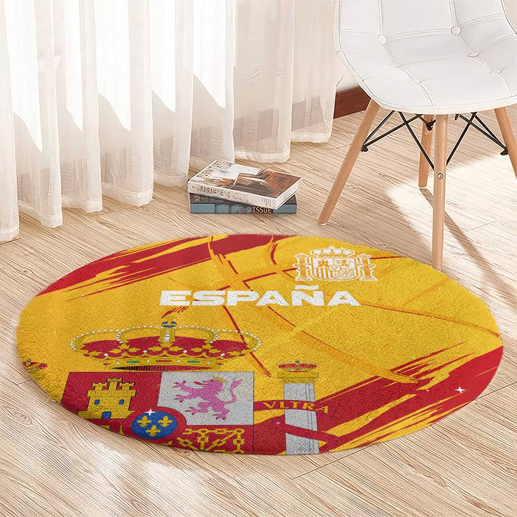 Basketball Fan Jersey Spanish Round Carpet Royal Seal of España - Wonder Print Shop