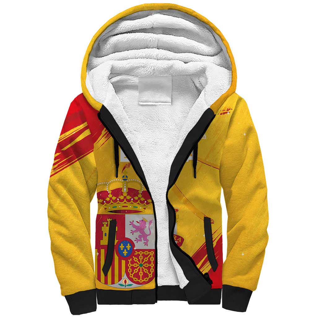 Custom Basketball Fan Jersey Spanish Sherpa Hoodie Royal Seal of España - Wonder Print Shop