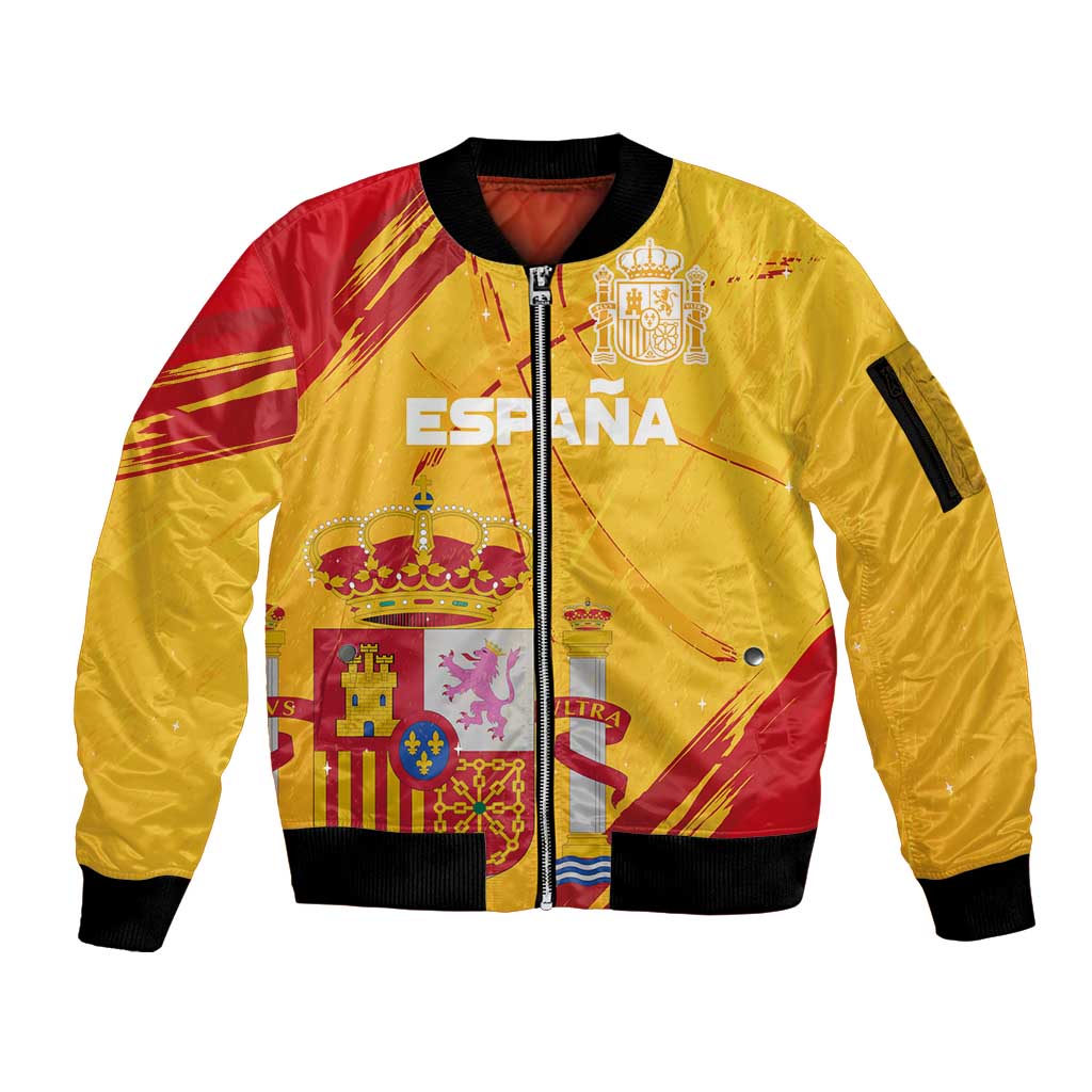 Custom Basketball Fan Jersey Spanish Sleeve Zip Bomber Jacket Royal Seal of España - Wonder Print Shop