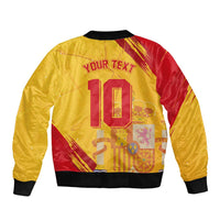 Custom Basketball Fan Jersey Spanish Sleeve Zip Bomber Jacket Royal Seal of España - Wonder Print Shop