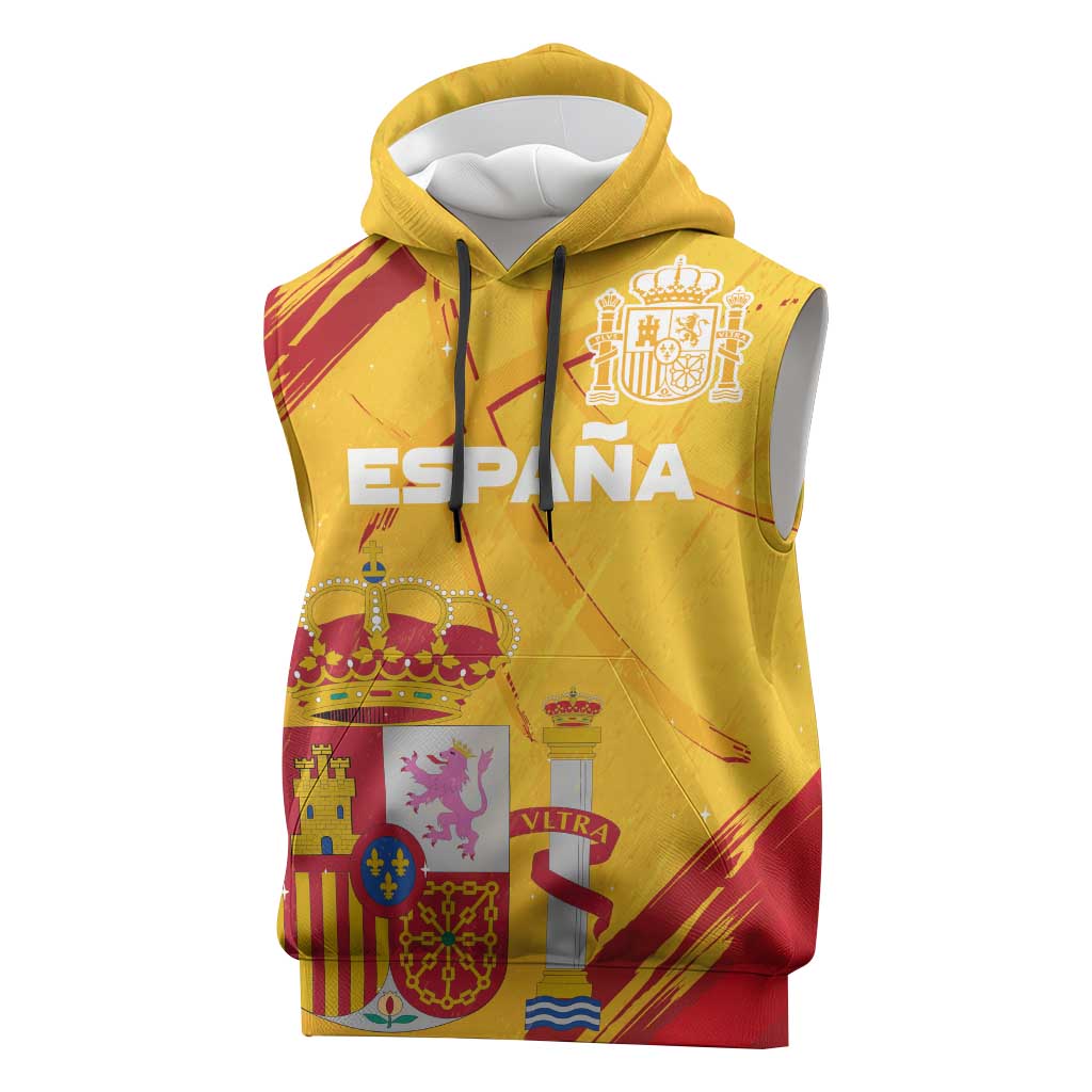 Custom Basketball Fan Jersey Spanish Sleeveless Hoodie Royal Seal of España - Wonder Print Shop