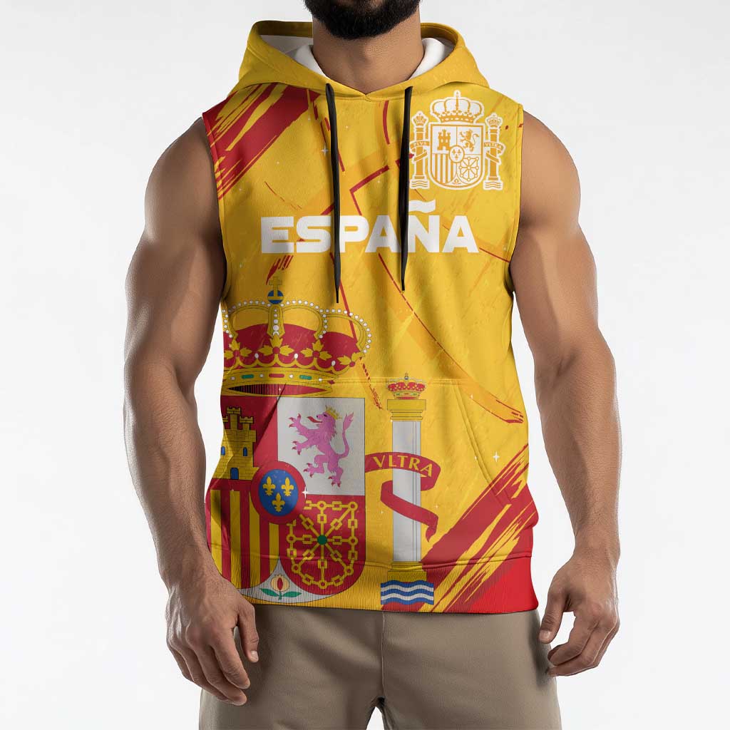 Custom Basketball Fan Jersey Spanish Sleeveless Hoodie Royal Seal of España - Wonder Print Shop