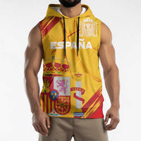 Custom Basketball Fan Jersey Spanish Sleeveless Hoodie Royal Seal of España - Wonder Print Shop