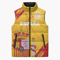 Custom Basketball Fan Jersey Spanish Sleeveless Puffer Jacket Royal Seal of España - Wonder Print Shop