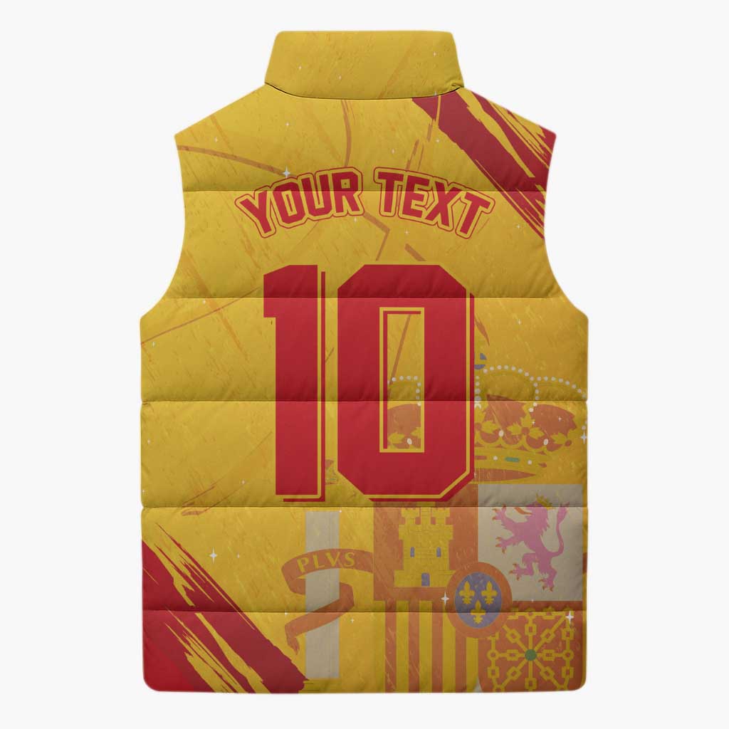 Custom Basketball Fan Jersey Spanish Sleeveless Puffer Jacket Royal Seal of España - Wonder Print Shop