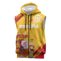 Custom Basketball Fan Jersey Spanish Sleeveless Zip Hoodie Royal Seal of España - Wonder Print Shop
