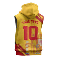 Custom Basketball Fan Jersey Spanish Sleeveless Zip Hoodie Royal Seal of España - Wonder Print Shop